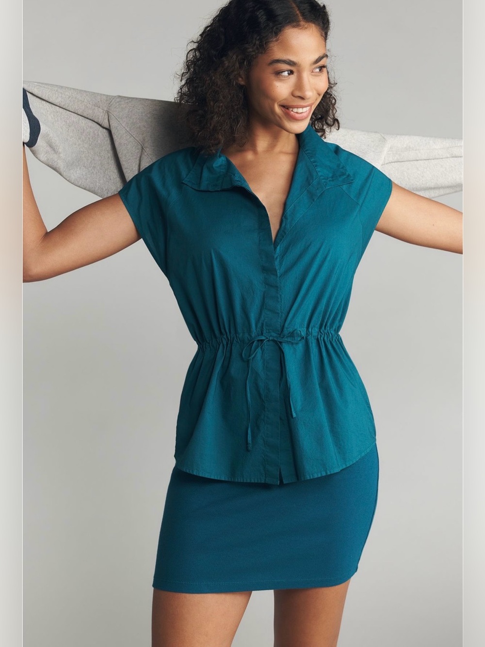 Anthropologie Sundry Sporty Twofer Mini Dress Size: Medium in Kayaking Green